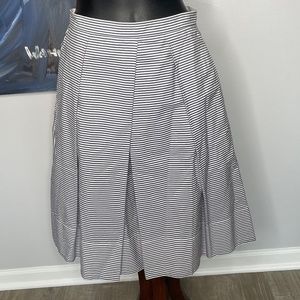 NWT Tibi Blue White Striped Pleated Skirt Size 2 100%cotton